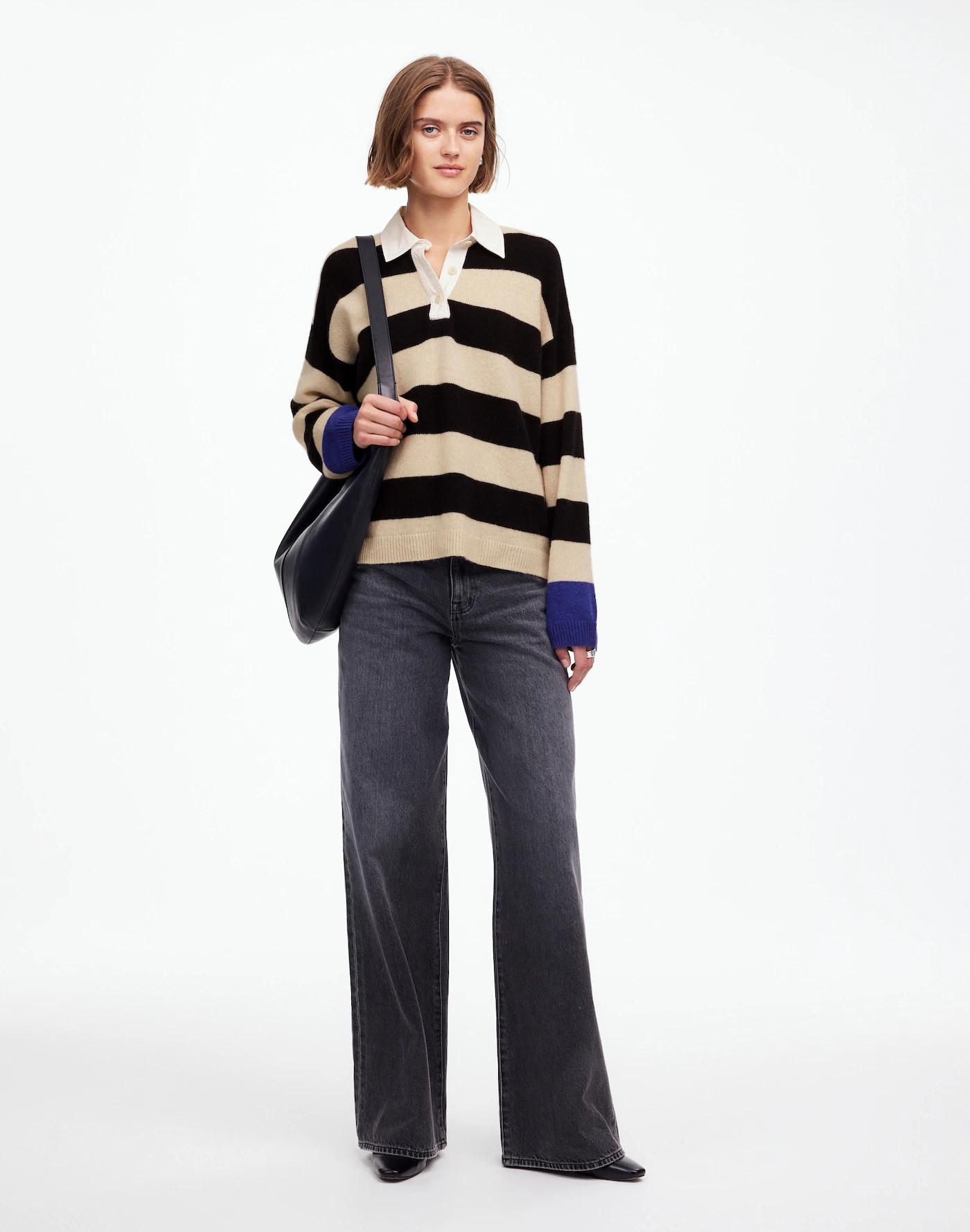 Cashmere-Wool Blend Rugby Sweater Product Image