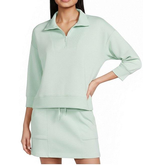 Kinesis Quarter-Zip Mock Neck 3/4 Sleeve Coordinating Pullover Product Image