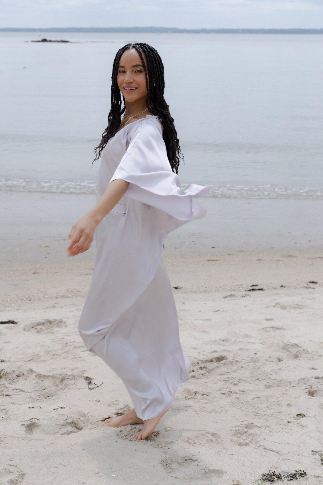 Satin Kaftan Tie-Front Maxi Product Image