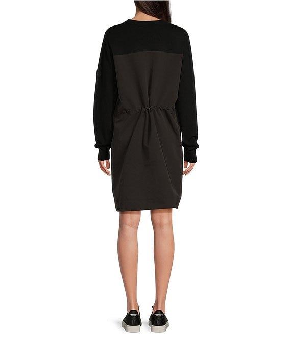 TILLEY Crew Neck Long Sleeve Mixed Media Sweater Dress Product Image