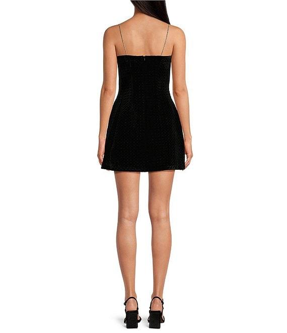 Gianni Bini Laia Velvet Square Neck Sleeveless Flounce Mini Dress Product Image