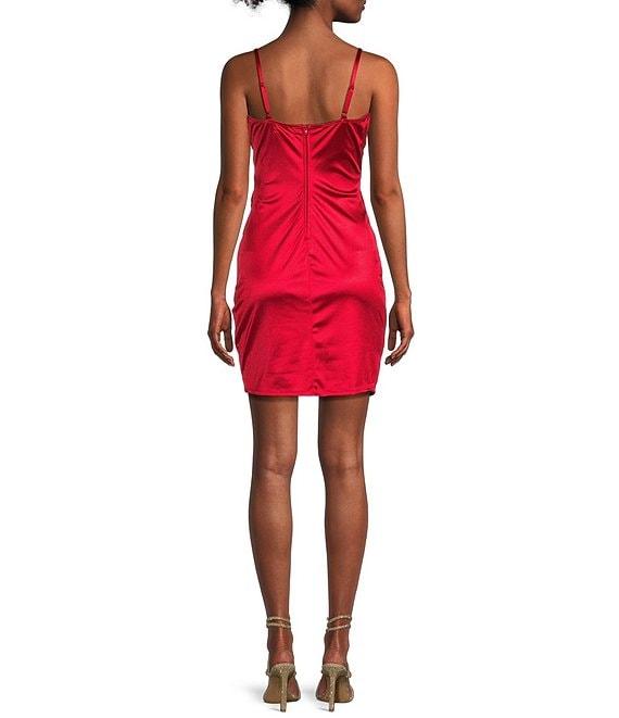 Honey and Rosie Sweetheart Drape Royal Sateen Fitted Short Dress Product Image