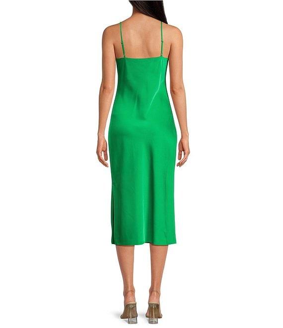 Gianni Bini Harper Satin V-Neck Sleeveless Slip Midi Dress Product Image