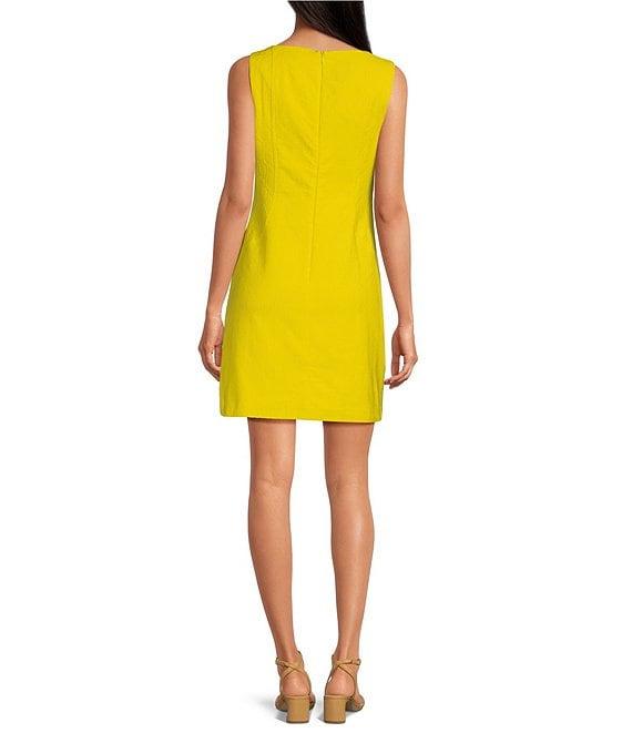 Trina Turk Geometric Jacquard Boat Neck Sleeveless Sheath Dress Product Image
