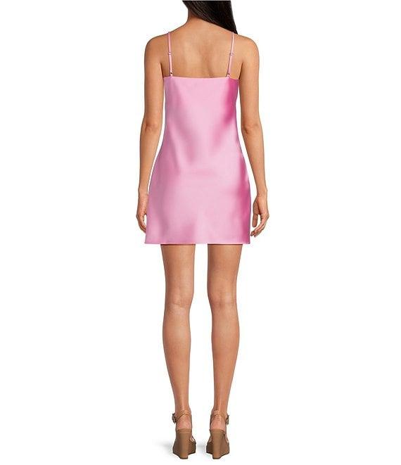 Gianni Bini Vanessa Satin V-Neck Sleeveless Mini Slip Dress Product Image