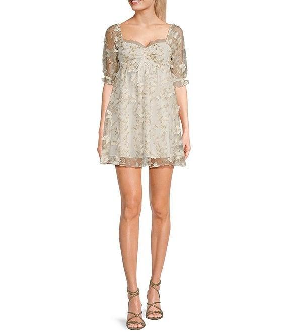 Allison & Kelly Short Sleeve Sweetheart Neckline EMP 3D Butterfly Dress Product Image