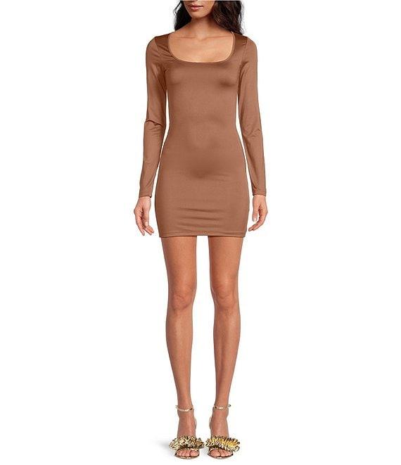 Gianni Bini Mini Icon Knit Scoop Neck Long Sleeve Dress Product Image