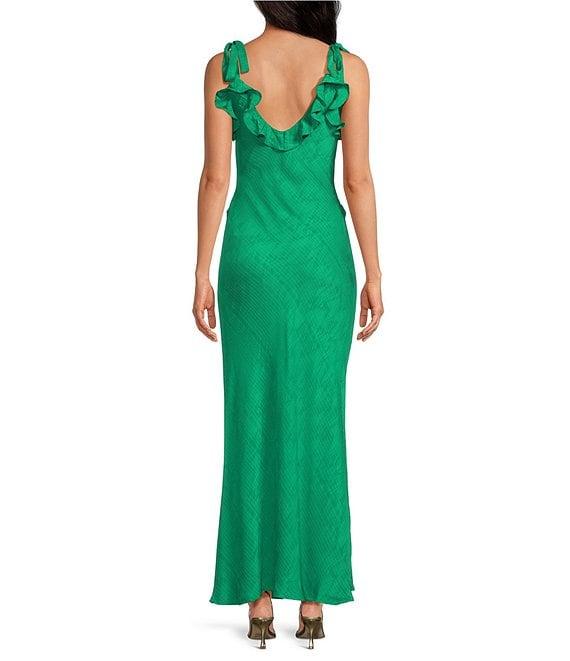 ASTR the Label Sorbae Ruffle V-Neck Sleeveless Side Slit Maxi Dress Product Image