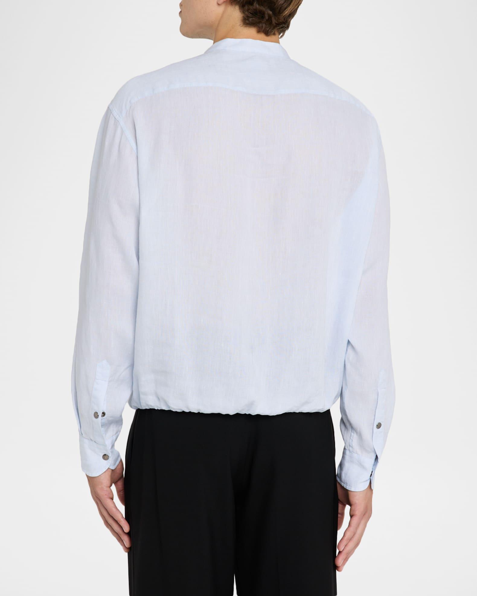 Men's Linen Nehru-Collar Sport Shirt Product Image