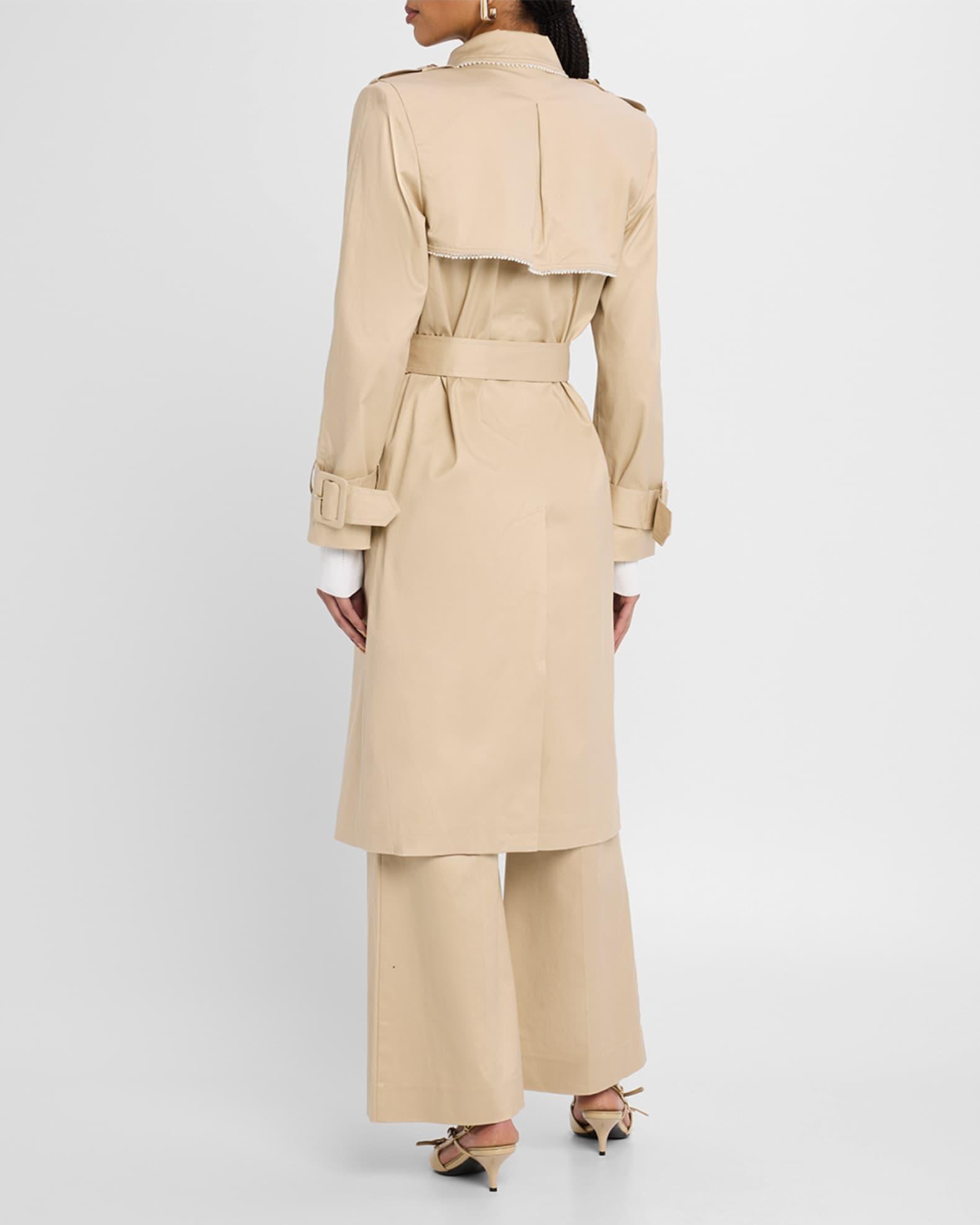 Vanna Pearl-Trim Trench Coat Product Image