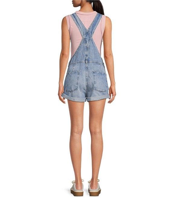 Free People Ziggy Square Neck Sleeveless Frayed Cuffed Hem Shortall Overalls Product Image