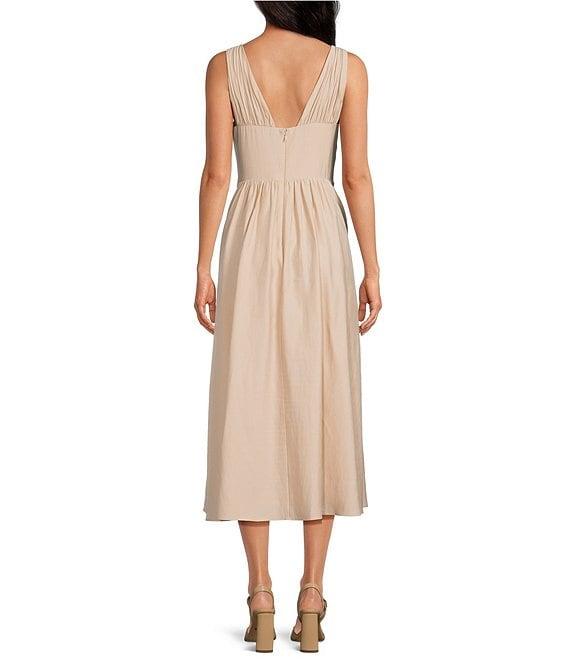 Gianni Bini Ulla V-Neck Sleeveless Drop Waist A-Line Midi Dress Product Image