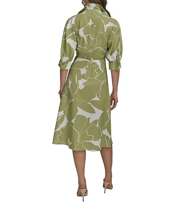 Donna Karan Floral Print Midi Shirt Dress Product Image