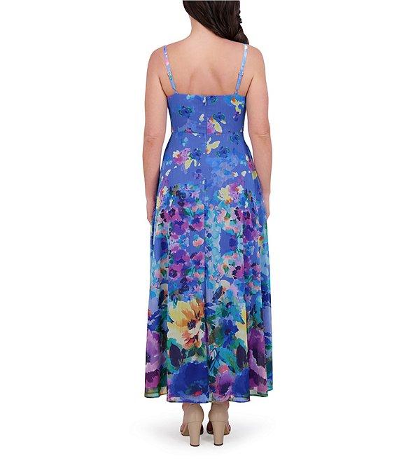 SIENA Chiffon Floral Print V Neck Sleeveless A-Line Midi Dress Product Image