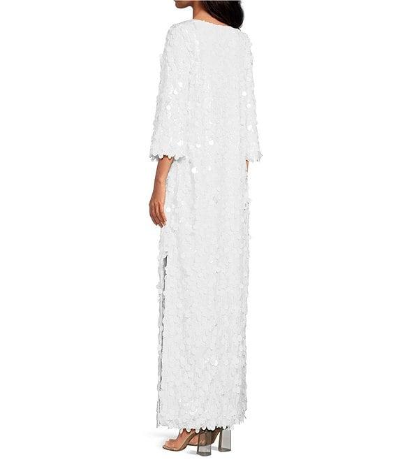 Trina Turk Singles Sequin Keyhole Neck Bracelet Sleeve Maxi Dress Product Image