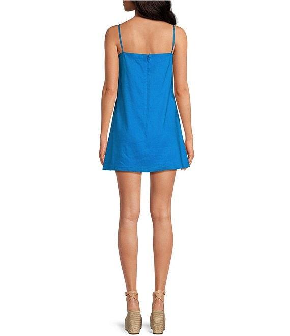 Gianni Bini Kourtney Linen Blend Straight Neck Sleeveless Short Dress Product Image