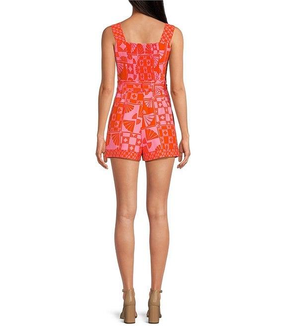 Sugarlips Haines Town Printed Square Neck Sleeveless Crepe Romper Product Image