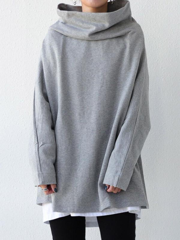 Urban Black&Gray High-Neck Long Sleeve Oversize T-Shirt Product Image