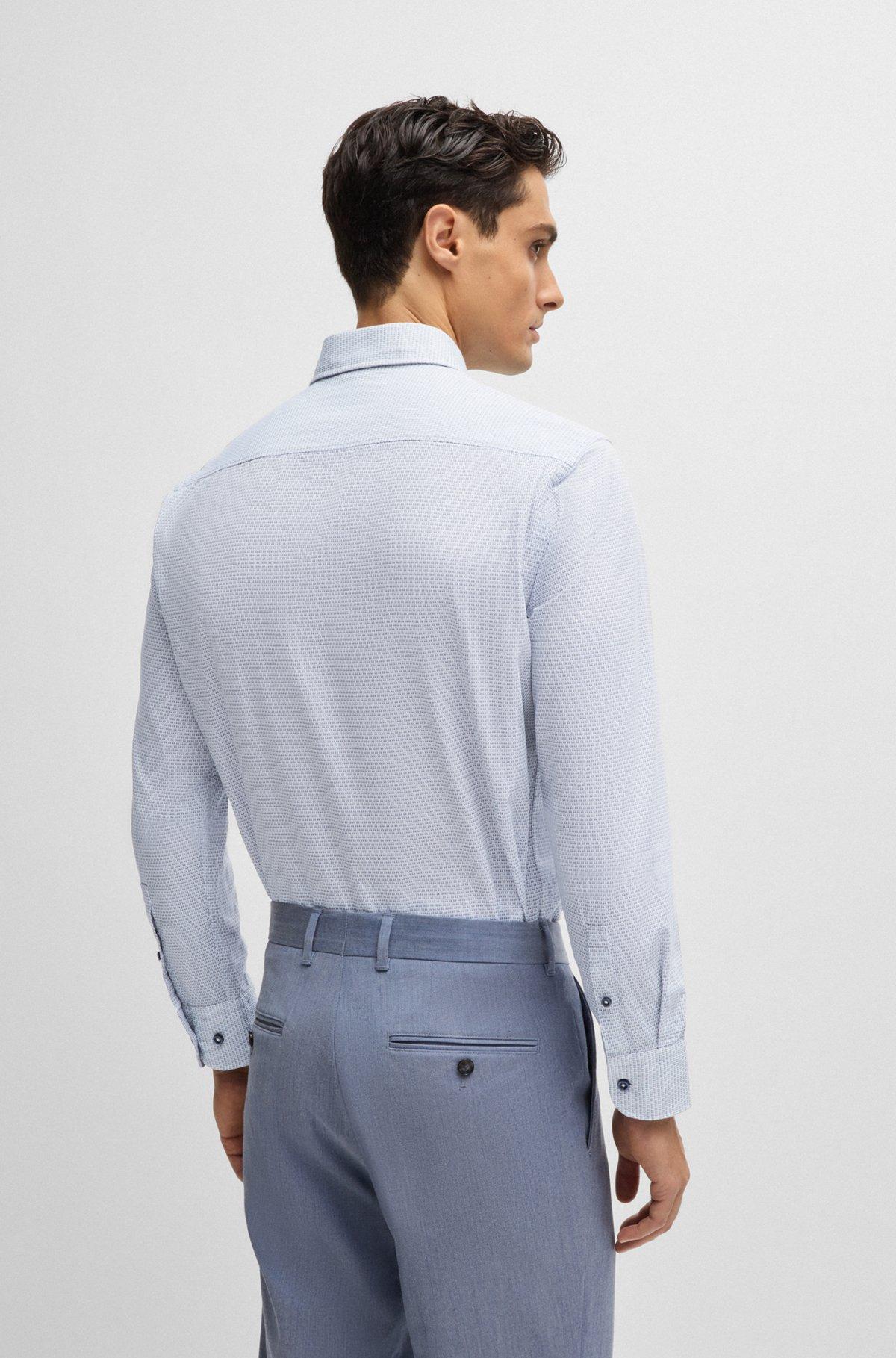 Casual-fit shirt in structured cotton with spread collar Product Image