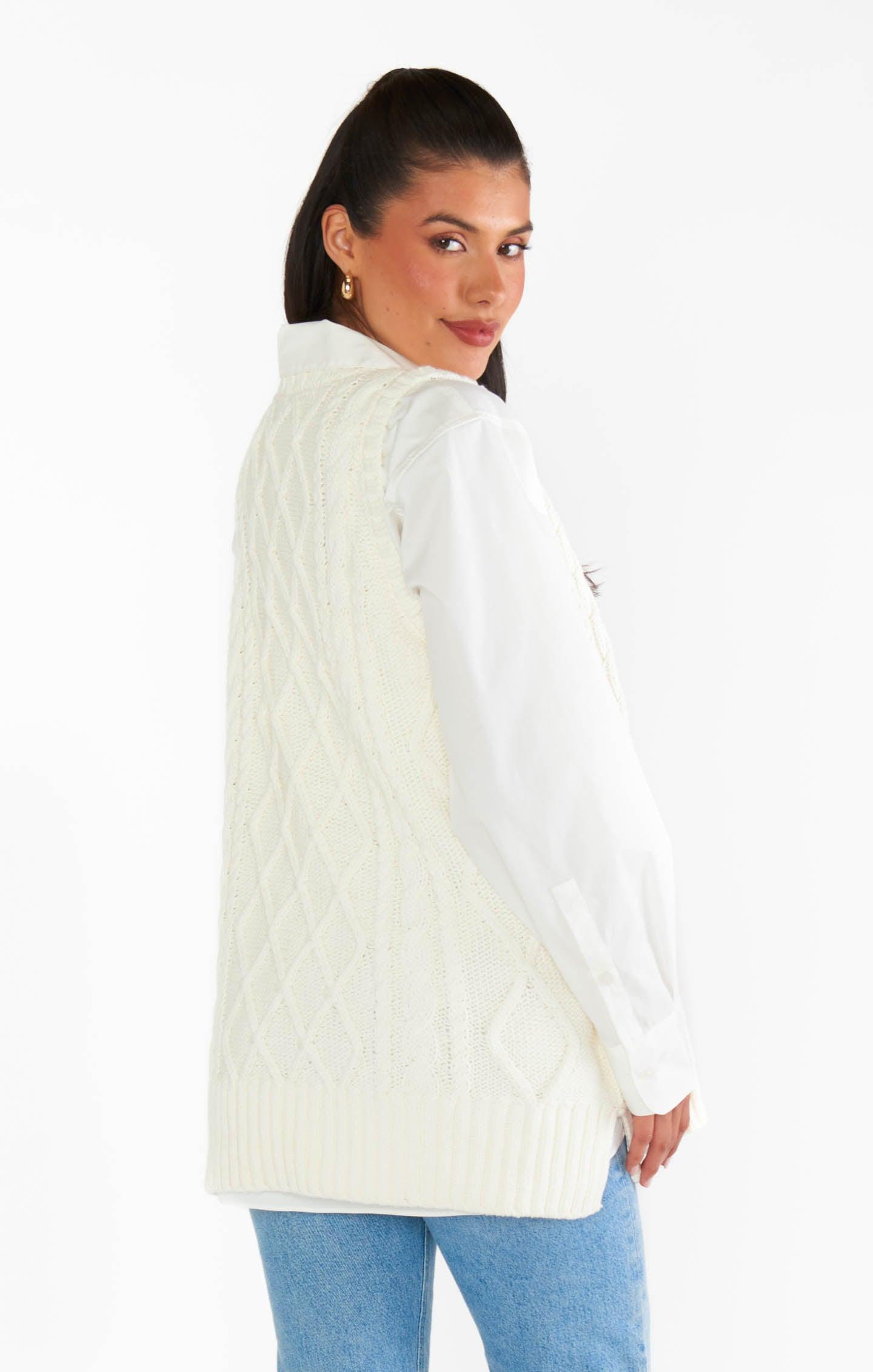Reid Sweater Vest ~ Cream Cable Knit Product Image