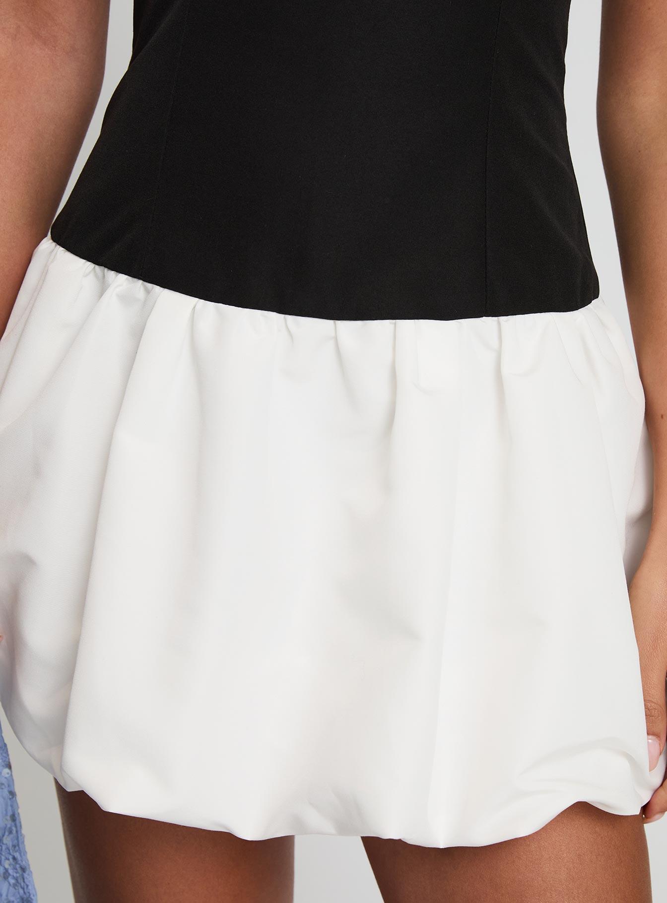 Delicacies Bubble Hem Mini Dress Black / White Product Image