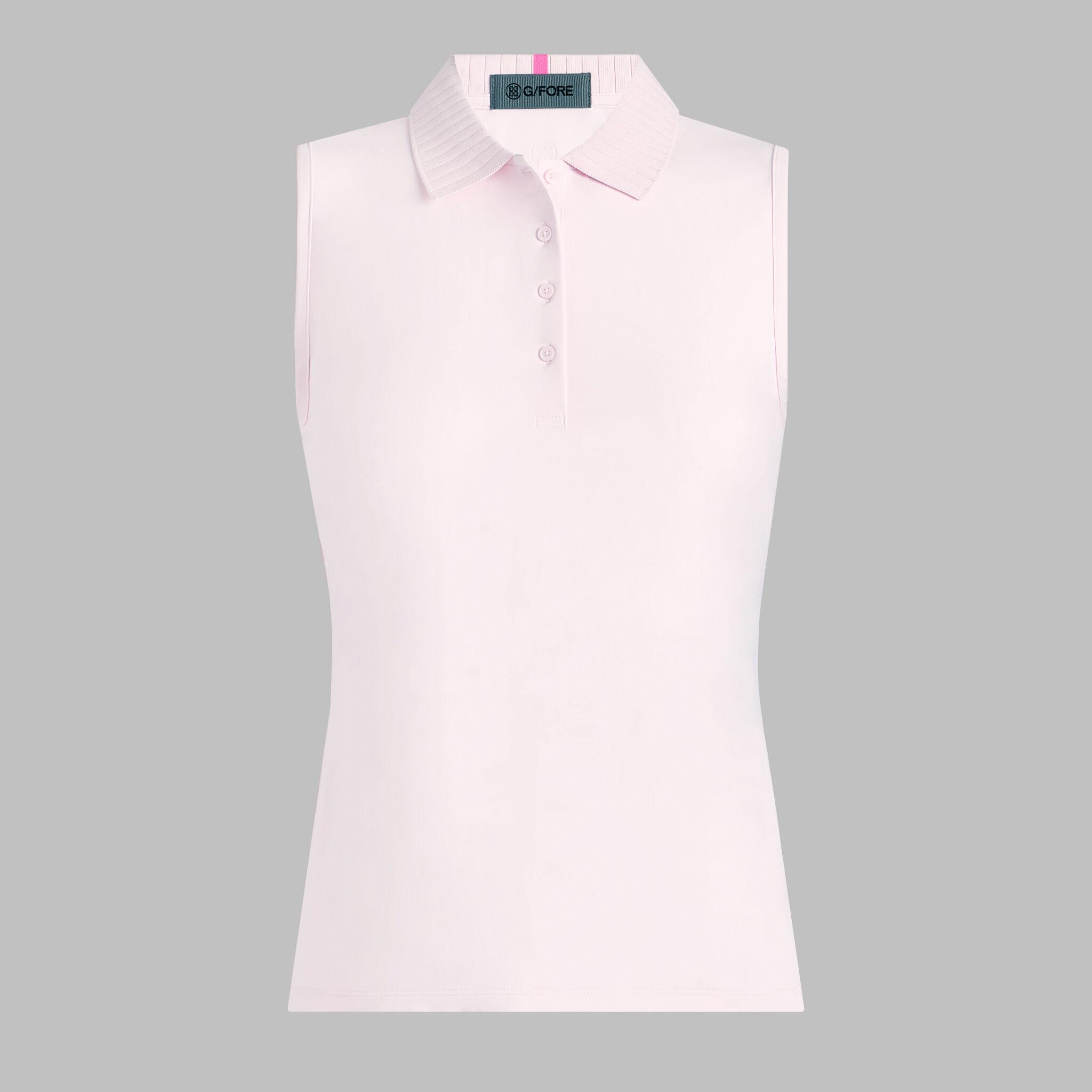 PLEATED COLLAR SILKY TECH NYLON SLEEVELESS POLO Product Image