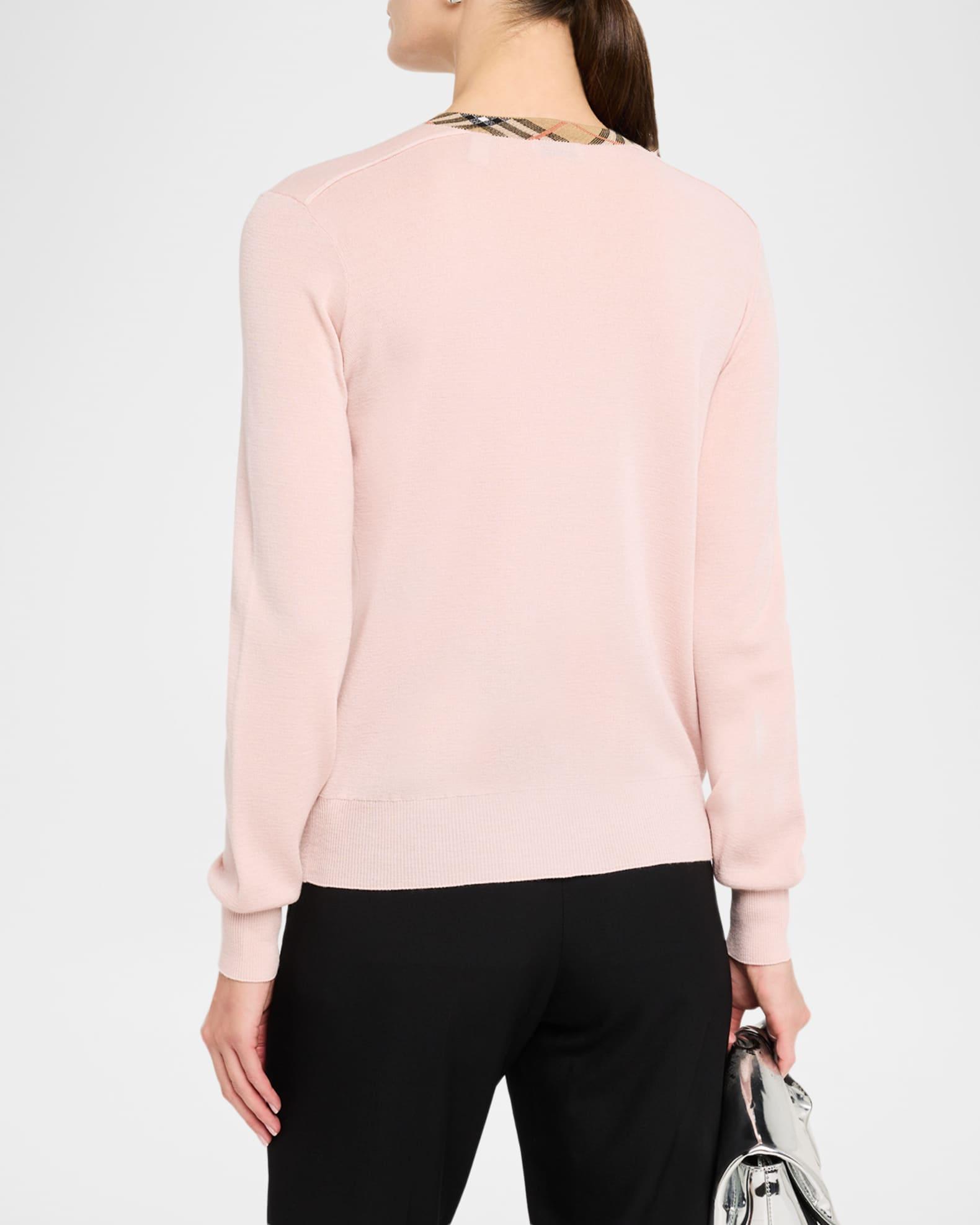 Check Collar Crewneck Cardigan Product Image