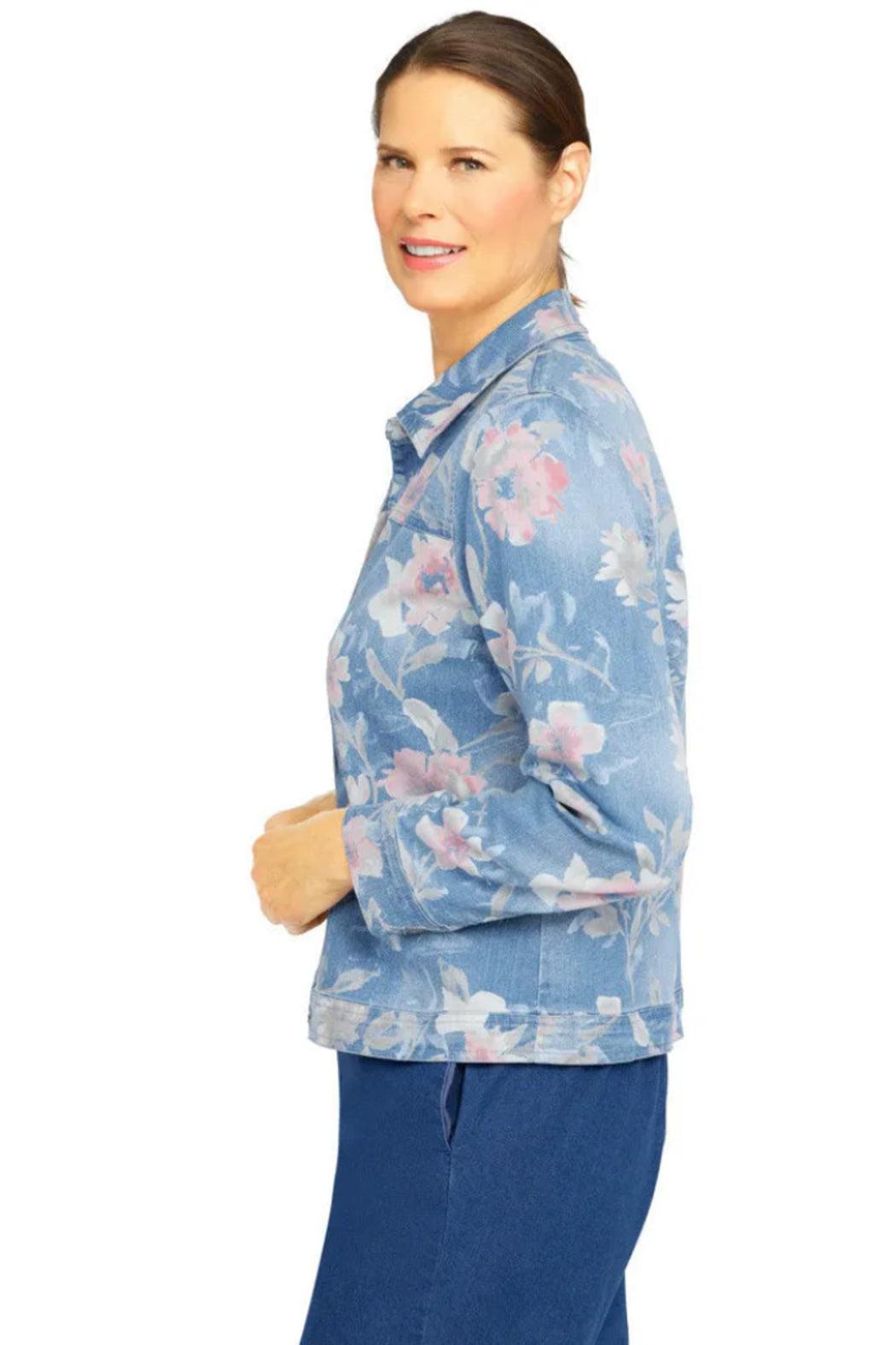 Long Sleeve Distressed Floral Jacket Product Image