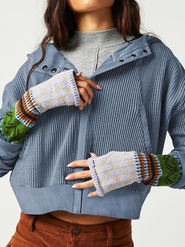 Hooded Long Sleeves Buttoned Pockets Split-Joint Zipper Hooded Outerwear Product Image