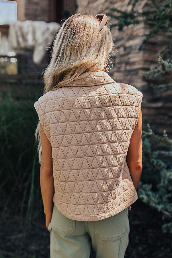 Mountain Lodge Cutie Quilted Vest in Iced Latte Product Image