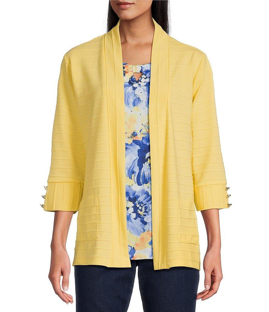 Allison Daley 3/4 Sleeve Open Front Patch Pocket Cardigan Product Image