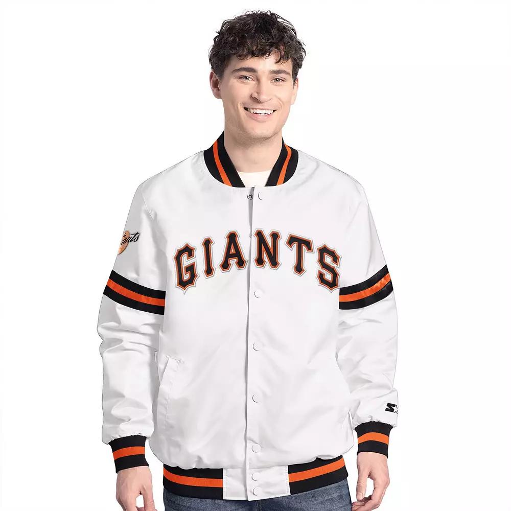 Men's Starter White San Francisco Giants Cooperstown Scout Full-Snap Varsity Jacket,  Product Image