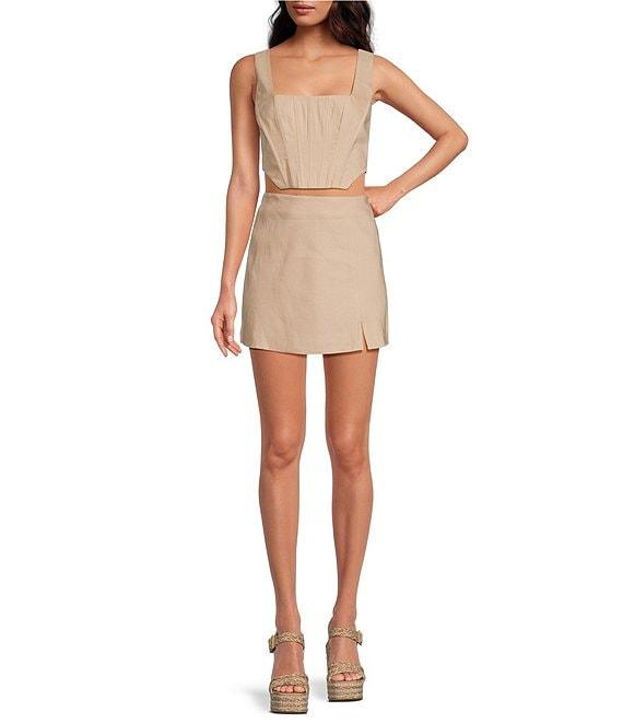 Gianni Bini Natalie Linen Blend High Rise Coordinating Mini Skirt Product Image