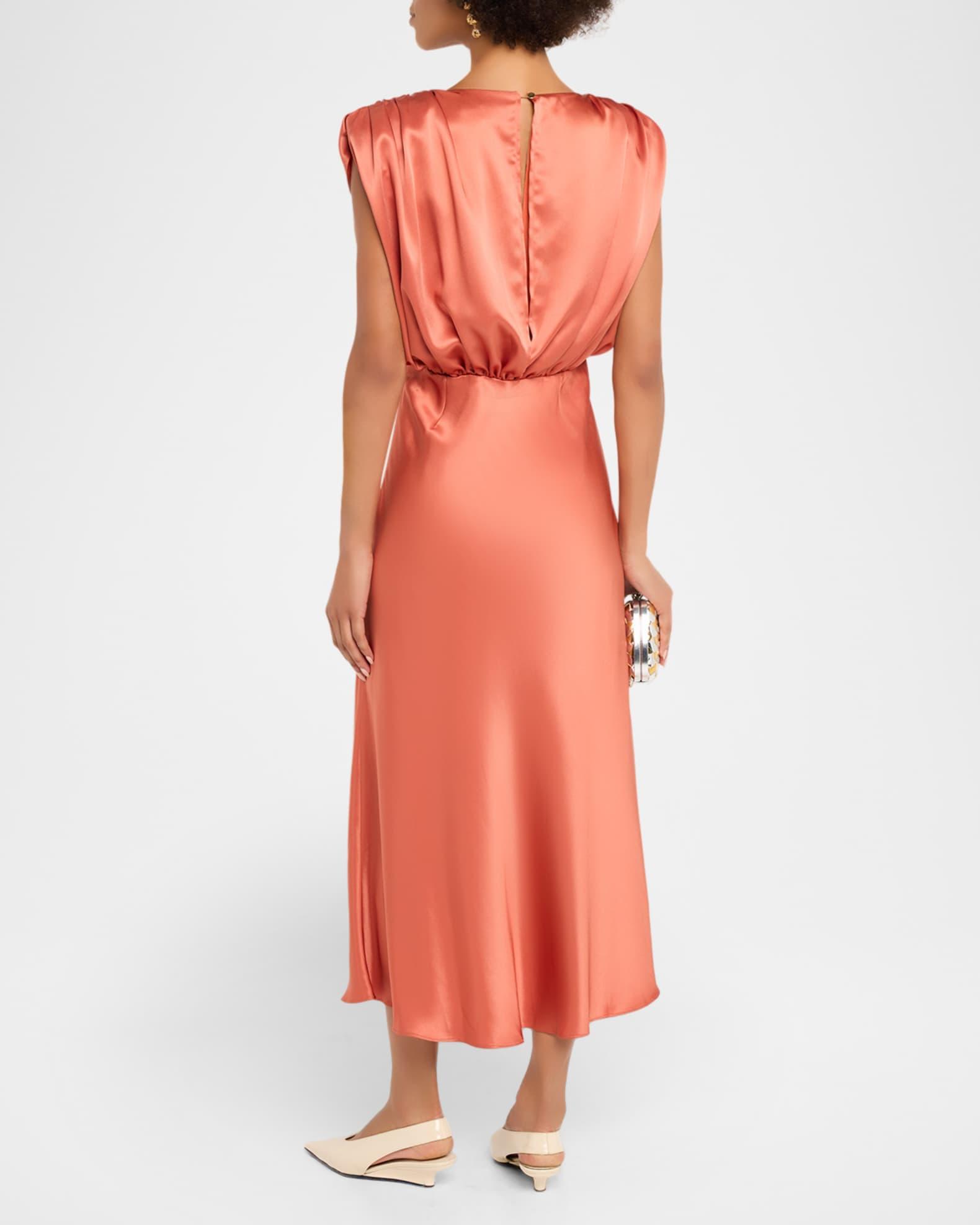 Flora Sleeveless Silky Satin Blouson Dress  Product Image