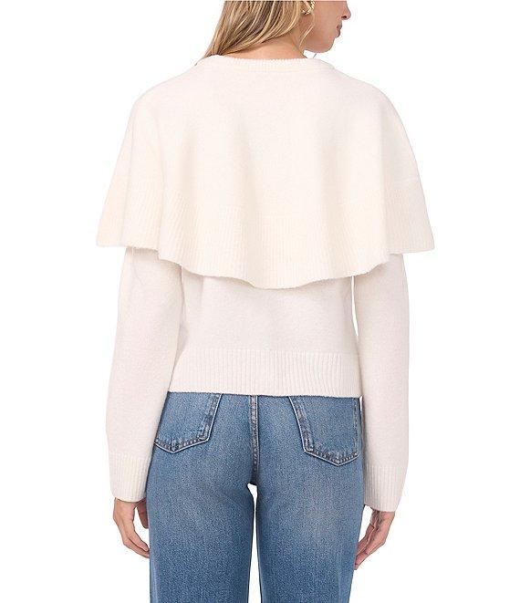 Vince Camuto Knit Round Neck Long Sleeve Cape Illusion Cardigan Product Image