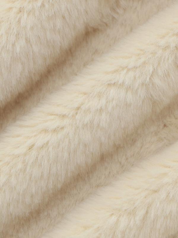 Fuzzy Solid Hooded Zip Up Short Jacket Product Image