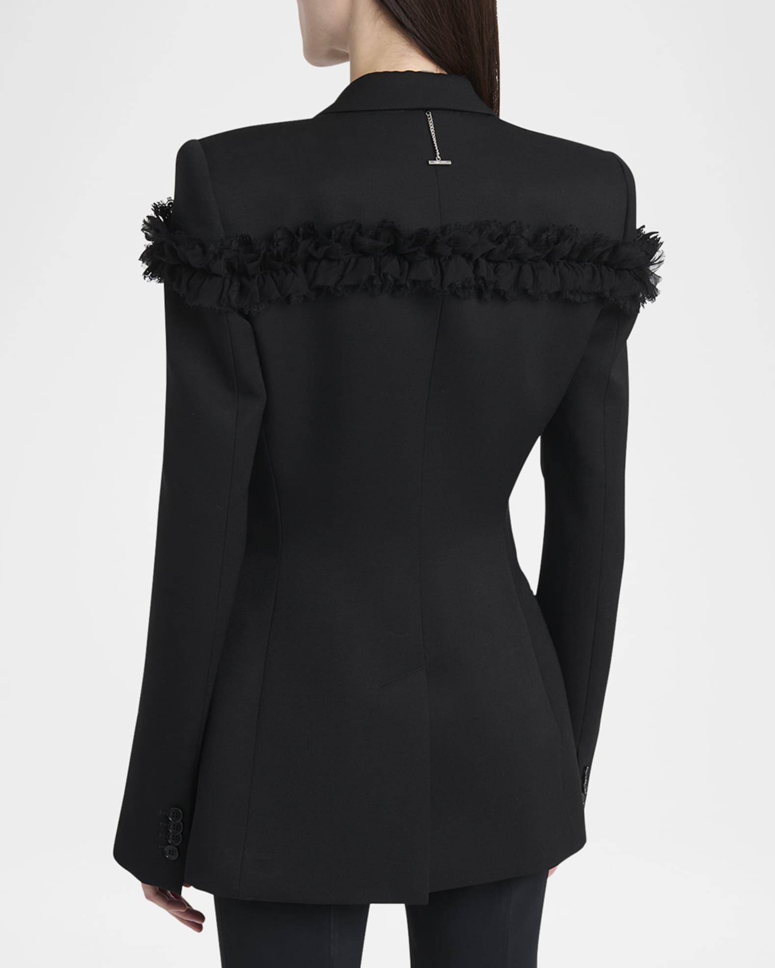 Ruffle Single-Breasted Wrap Blazer Jacket Product Image
