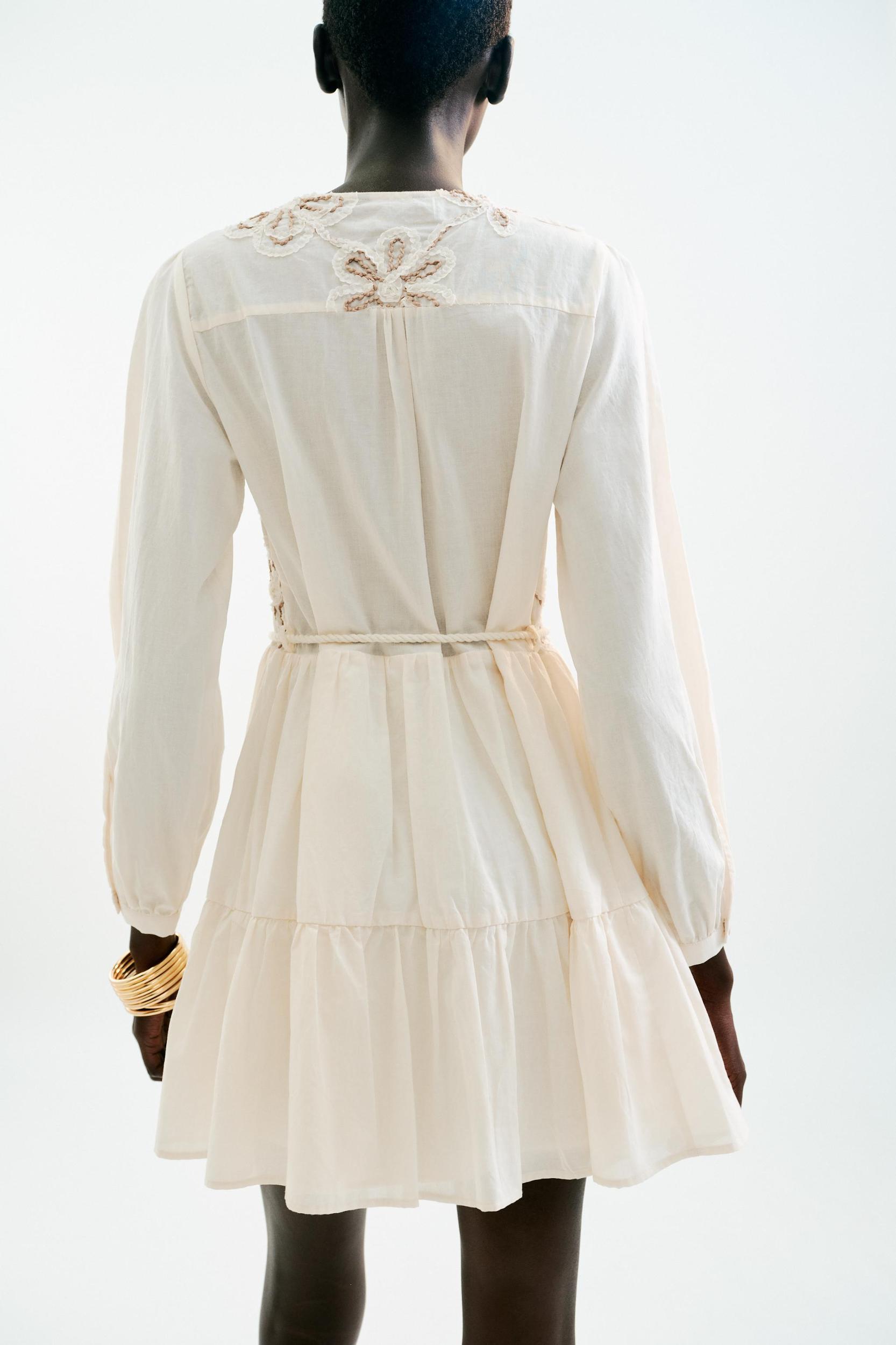 EMBROIDERED TEXTURED DRESS Product Image