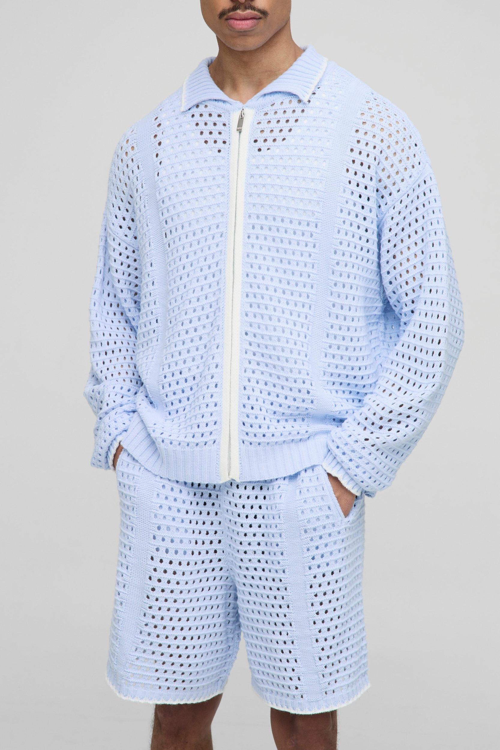 Oversized Boxy Blanket Open Stitch Knitted Tracksuit | boohooMAN USA Product Image