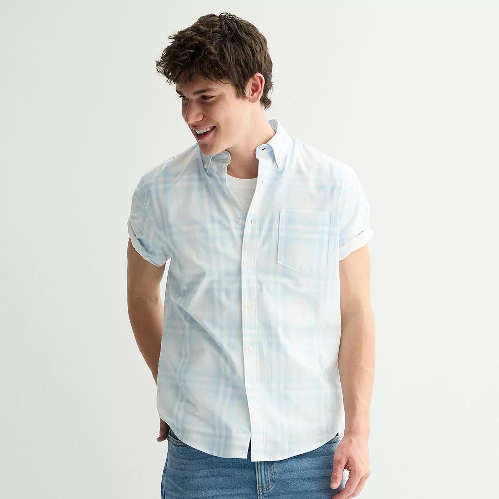Men's Sonoma Goods For Life® Short Sleeve Perfect Length Button Down Shirt,  Product Image