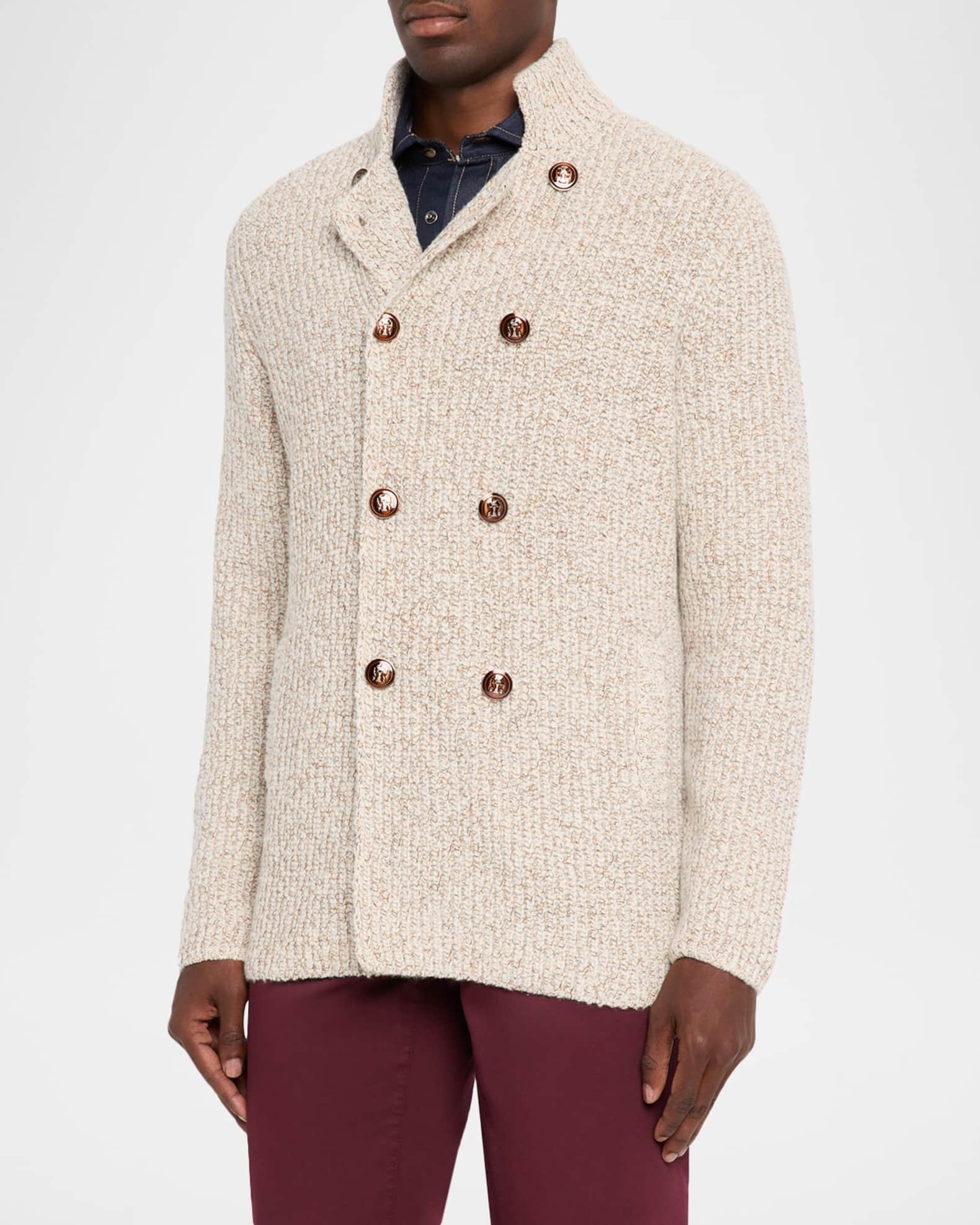 Men's Wool, Silk, and Cashmere Double-Breasted Cardigan Product Image