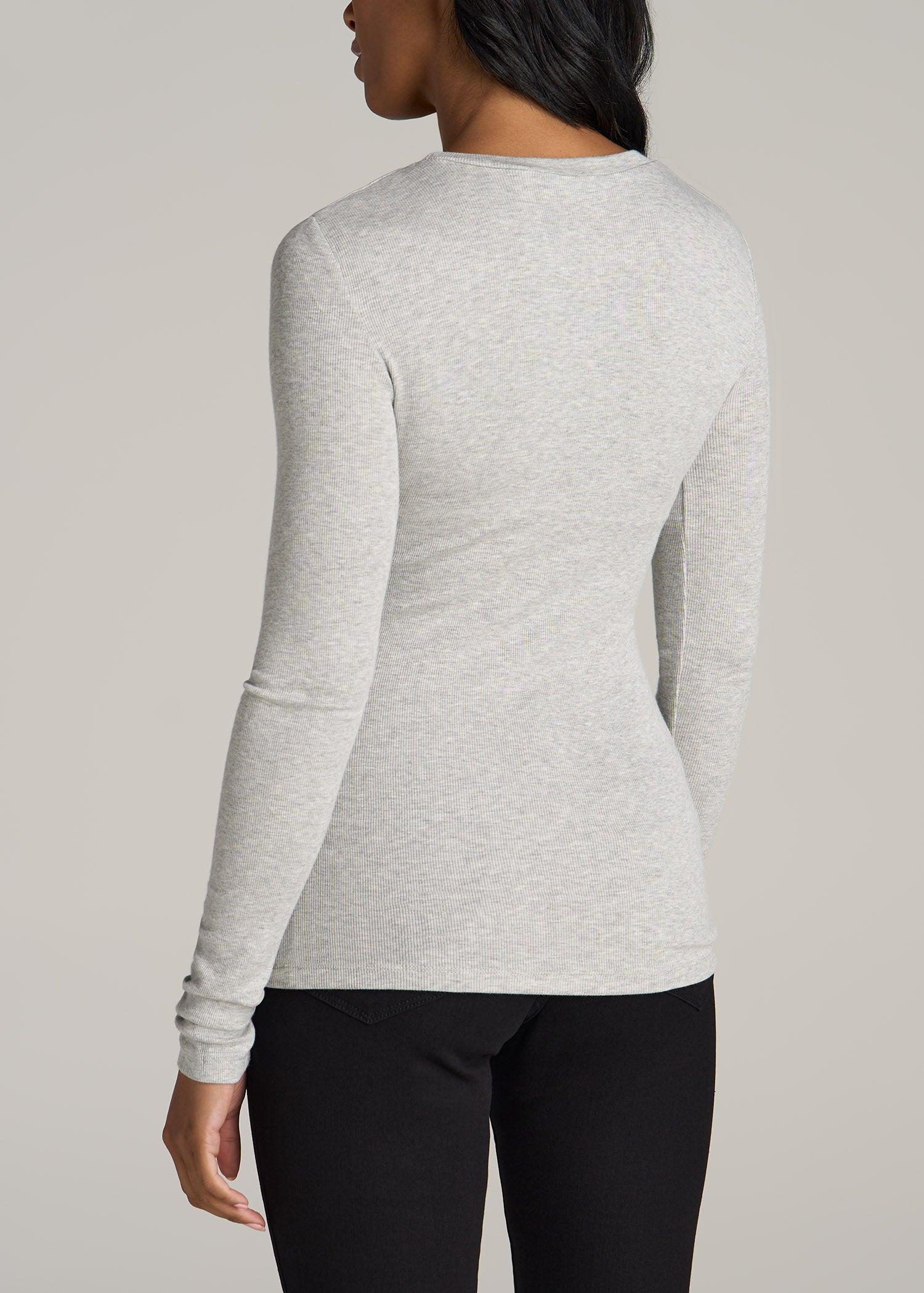 FITTED Ribbed Long Sleeve Tee for Tall Women in Grey Mix Female Product Image