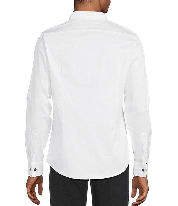 Murano Slim Fit Solid Sateen Pintuck Long Sleeve Woven Shirt Product Image