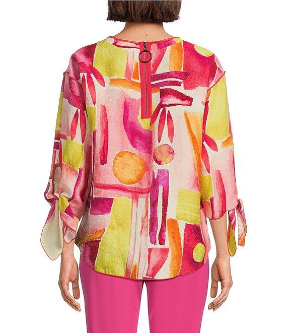 IC Collection Woven Art Pop Scoop Neck Bracelet Tie Sleeve Top Product Image
