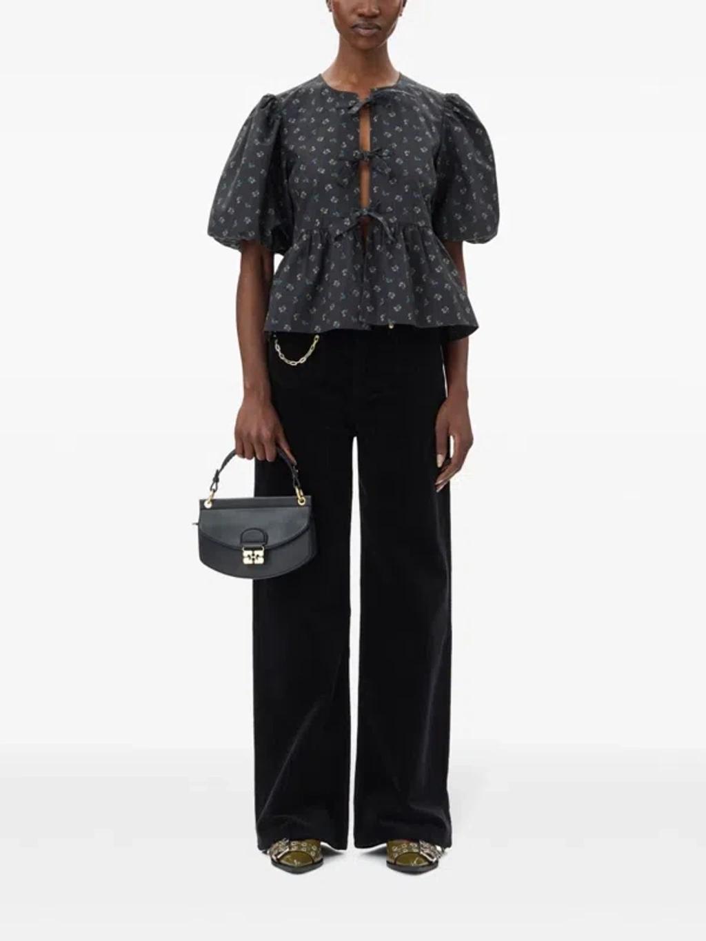 GANNI Womens Black Apo-g Mini Leather-blend Top-handle Bag Product Image