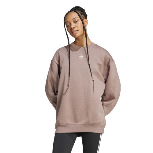 adidas Womens adidas Originals Fleece Oversized Crewneck Sweater - Womens Trace Brown Product Image