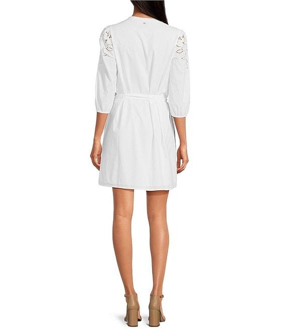 Sam Edelman Laine Banded Collar 3/4 Sleeve Tie Belt Shirt Dress Product Image