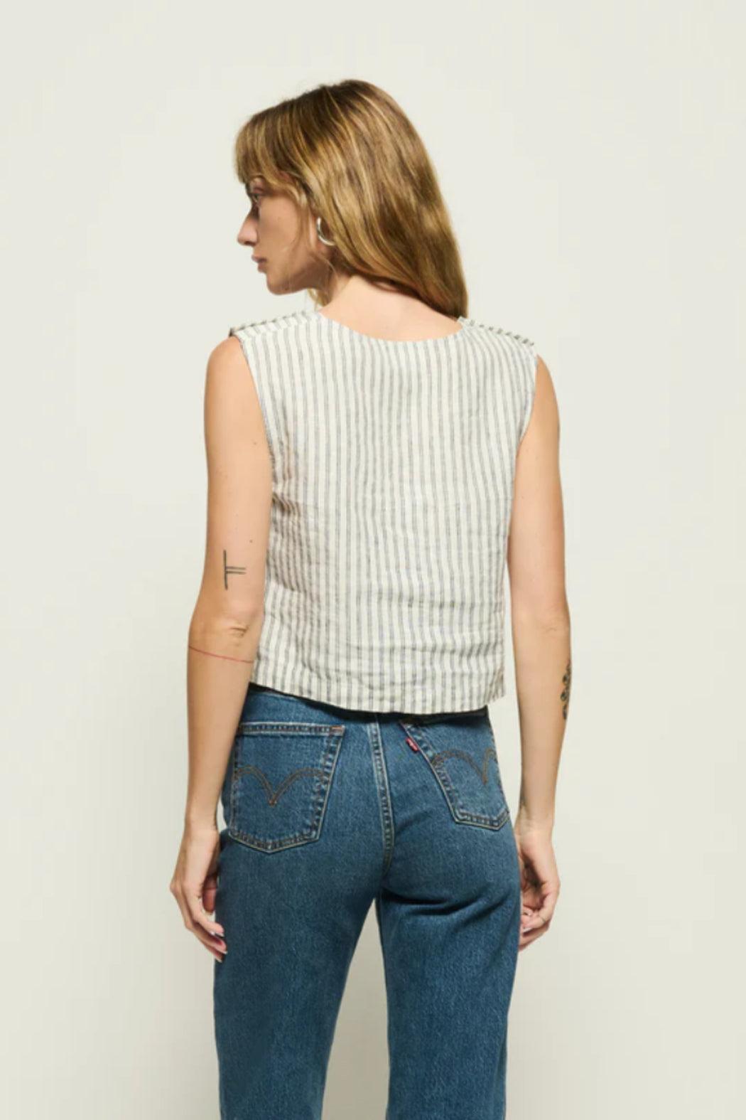 Cara Stripe Tank- Linen Stripe Product Image