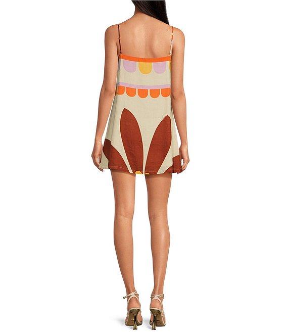 Gianni Bini Kourtney Square Neck Sleeveless Linen Blend Mini Shift Dress Product Image