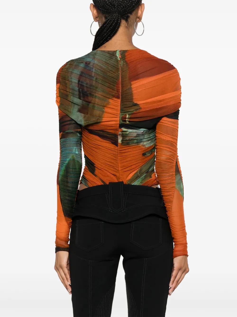 Archive-print mesh bodysuit  Product Image
